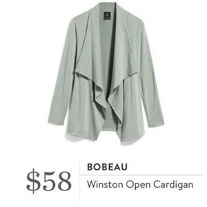 Bobeau- Green Drape Front Cardigan